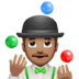 🤹🏽‍♂️ man juggling: medium skin tone display on Apple